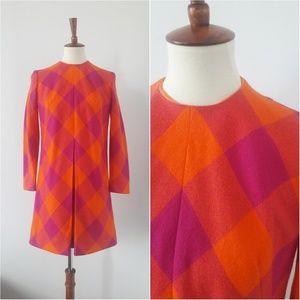 1960s Vintage Long-sleeve Mini-Skirt Wool Dress